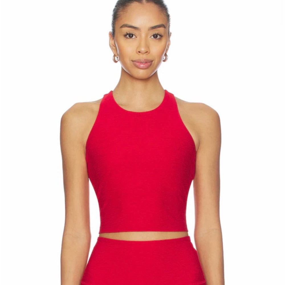NWOT Beyond Yoga Spacedye Daily Cropped Tank Top in Holly Red Heather - Picture 4 of 4